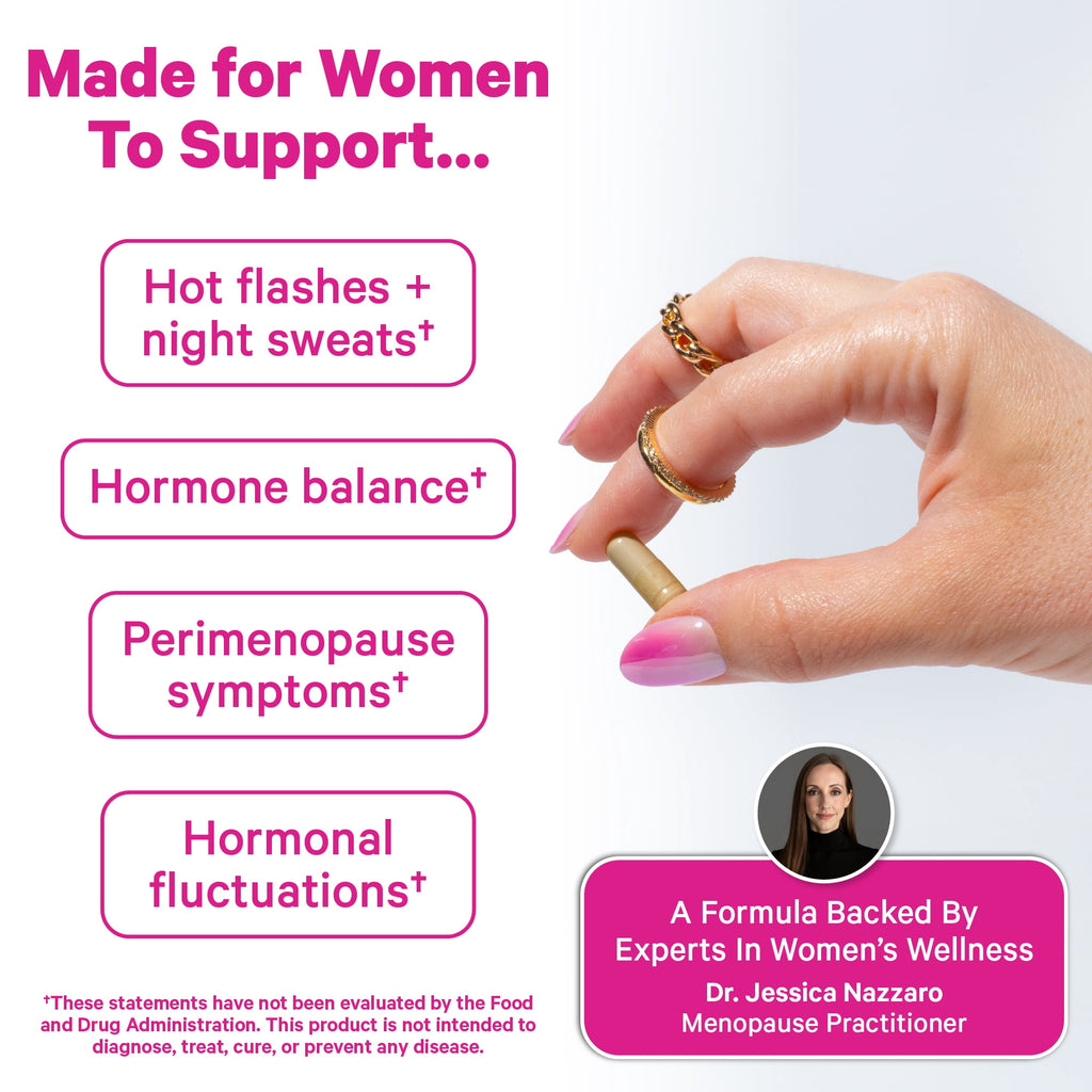 Pink Stork Black Cohosh Supplements for Women - Hormone Balance, Hot Flash &amp; Night Sweat Support - 30 Capsules