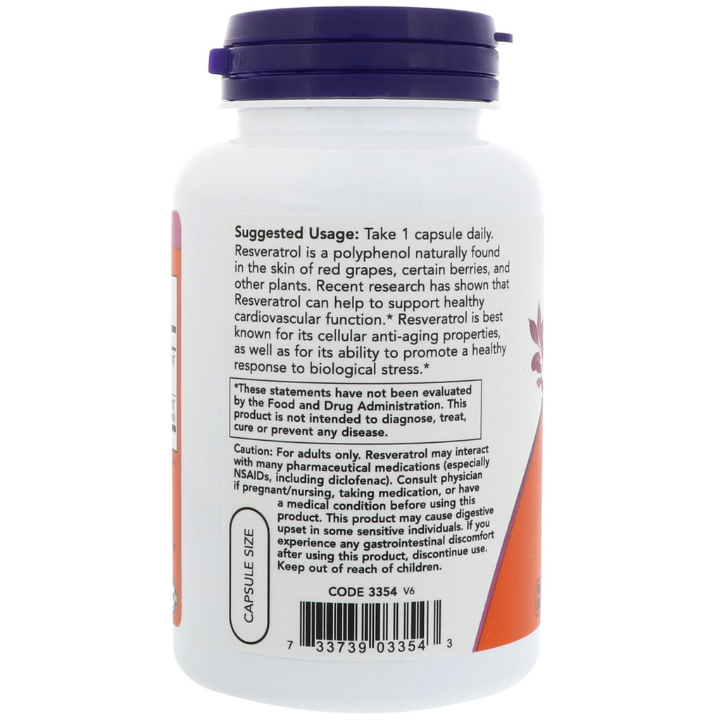 NOW Foods - Resveratrol 200 mg. - 120 Vegetable Capsule(s)