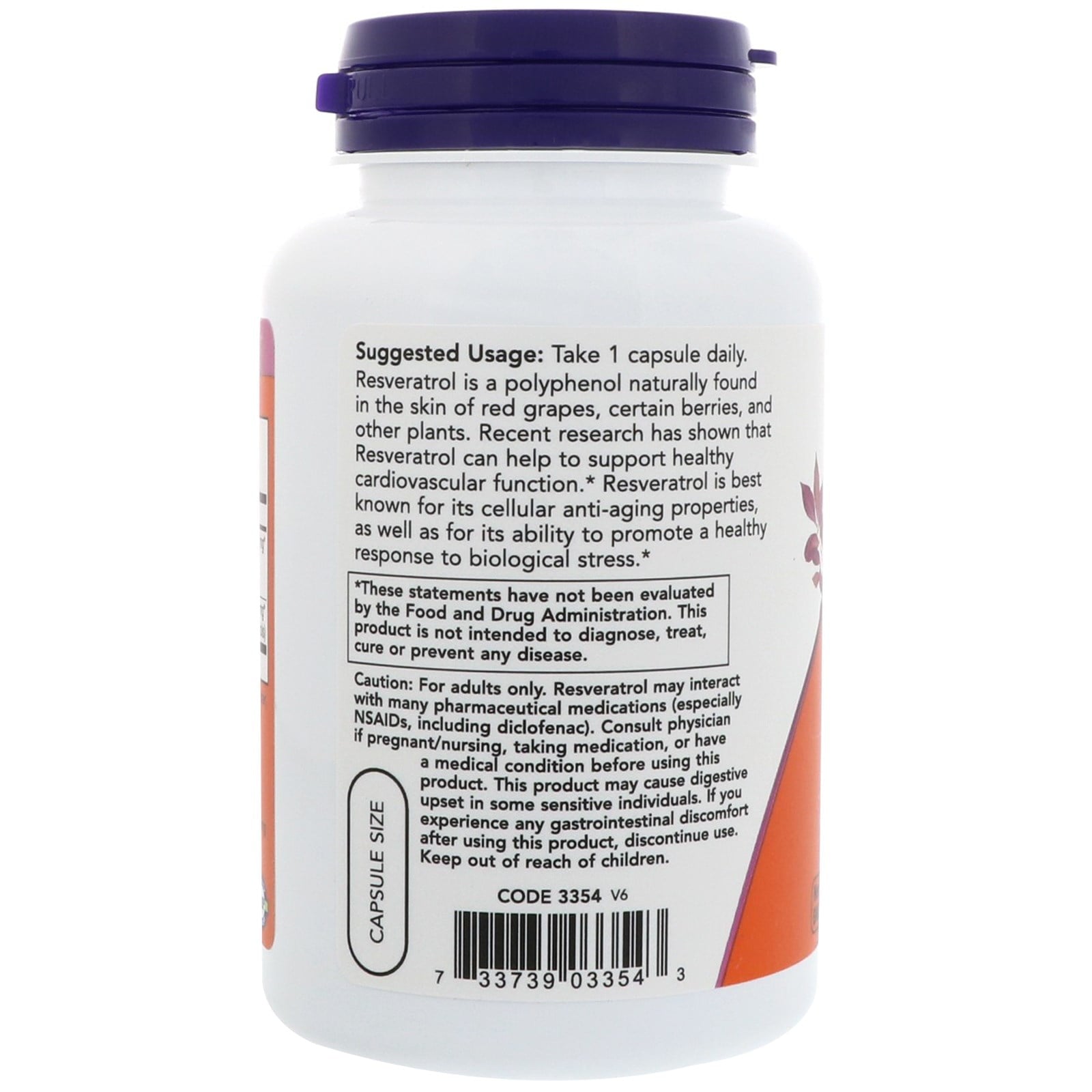 NOW Foods - Resveratrol 200 mg. - 120 Vegetable Capsule(s)