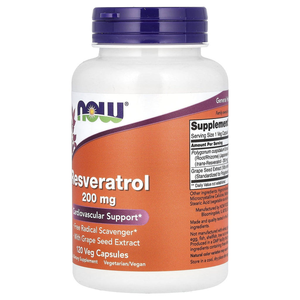 NOW Foods - Resveratrol 200 mg. - 120 Vegetable Capsule(s)