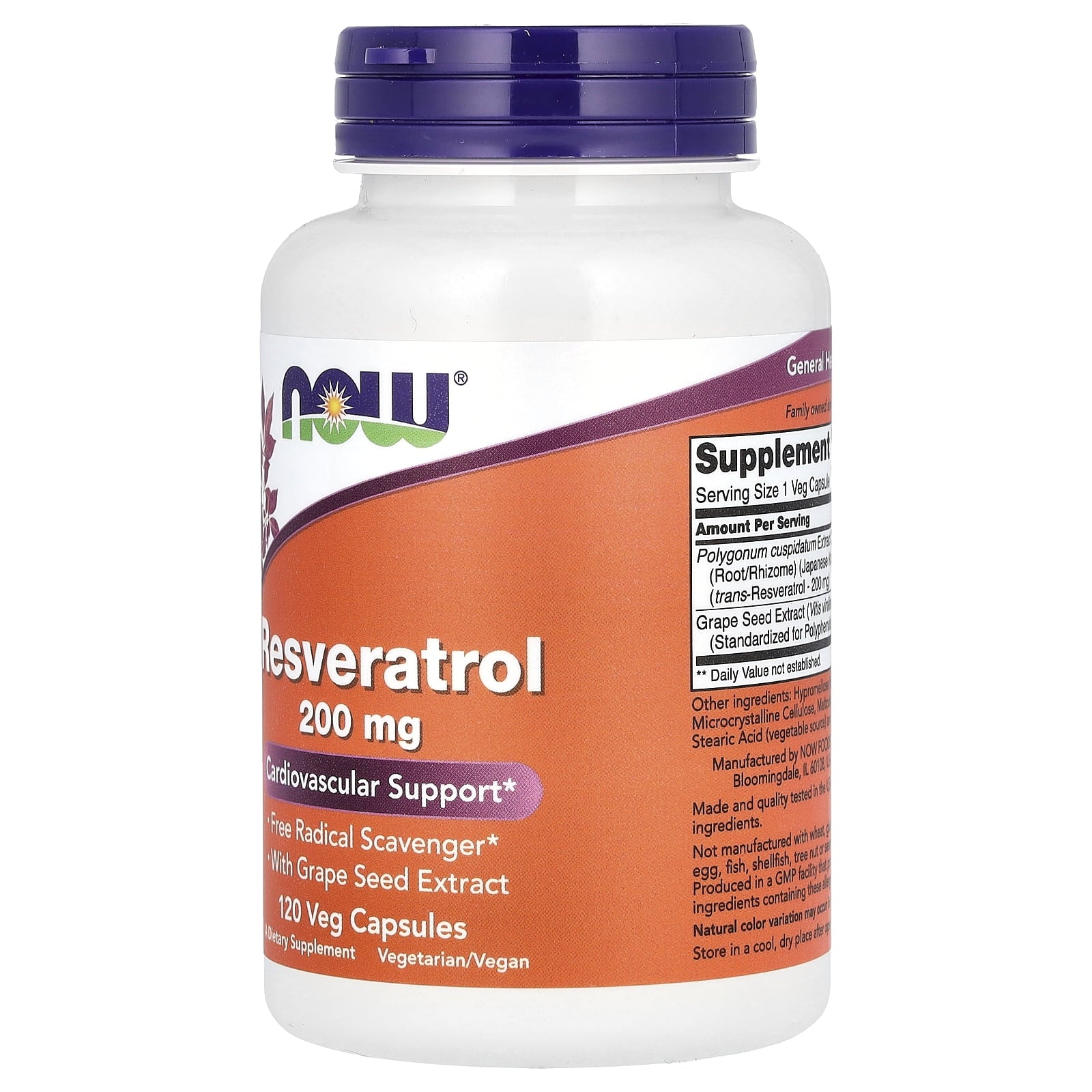 NOW Foods - Resveratrol 200 mg. - 120 Vegetable Capsule(s)