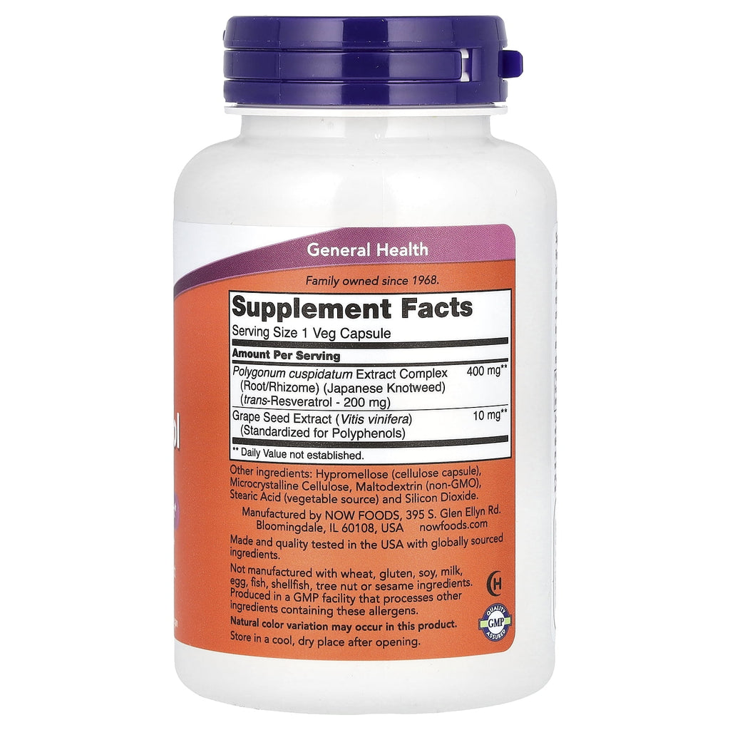 NOW Foods - Resveratrol 200 mg. - 120 Vegetable Capsule(s)