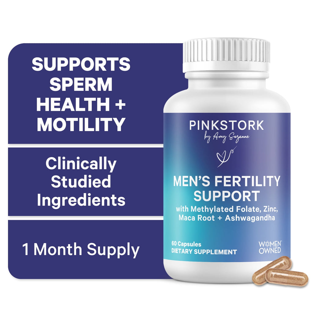 Pink Stork Fertility Supplements for Men with Zinc, Libido Aid, Motility Support - 60 Capsules