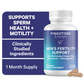 Pink Stork Fertility Supplements for Men with Zinc, Libido Aid, Motility Support - 60 Capsules
