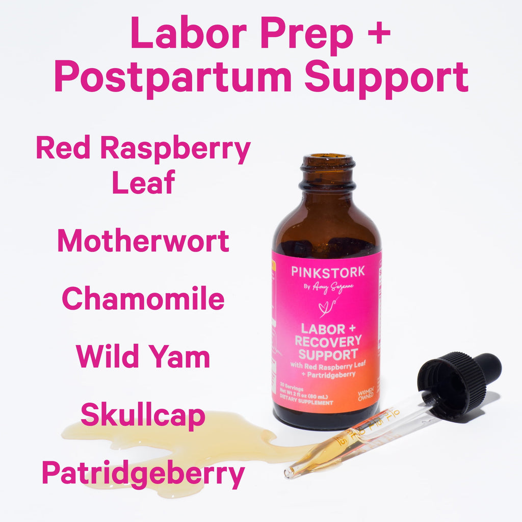 Pink Stork Liquid Labor and Recovery Tincture Supplement, Red Raspberry Leaf for Women, 2 oz