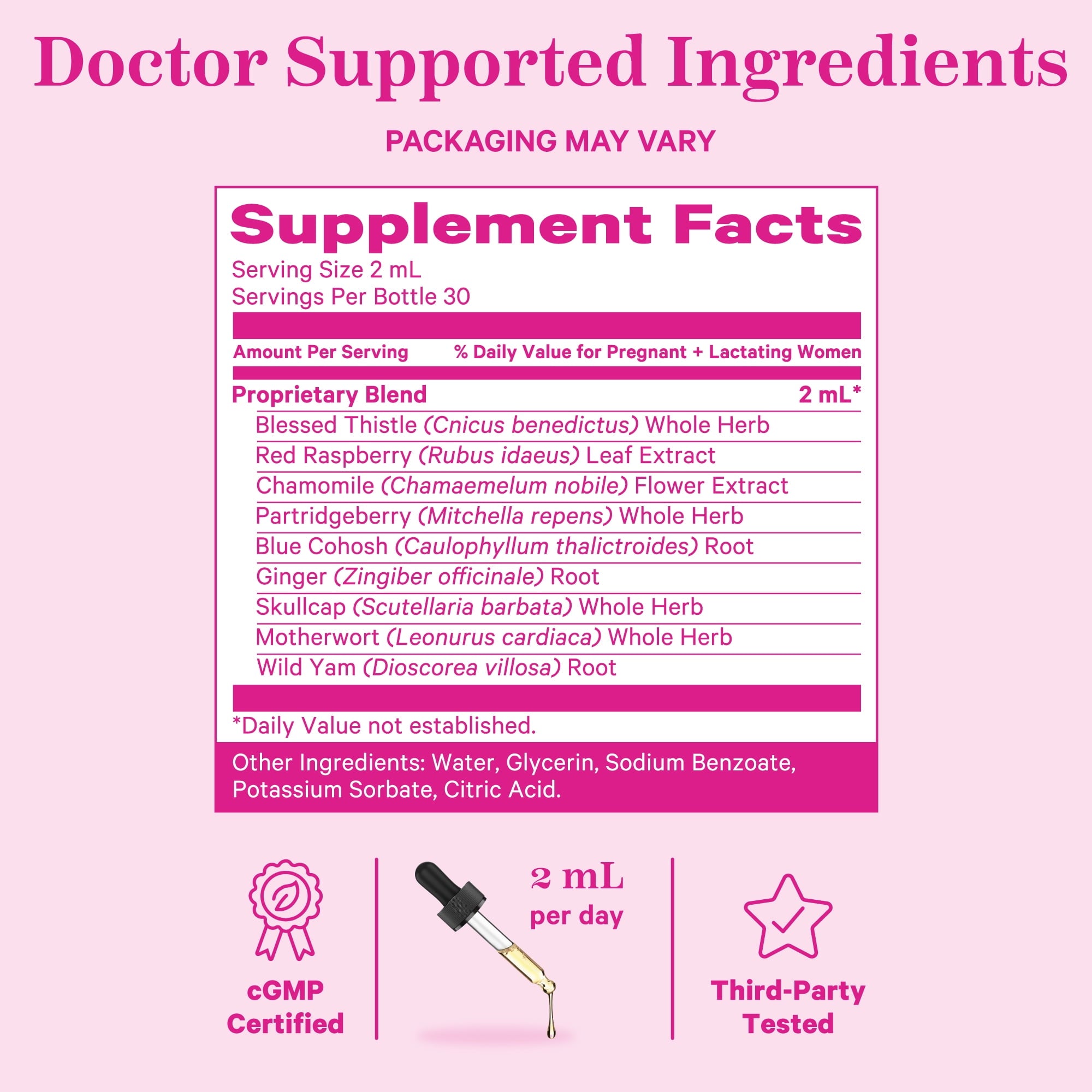 Pink Stork Liquid Labor and Recovery Tincture Supplement, Red Raspberry Leaf for Women, 2 oz