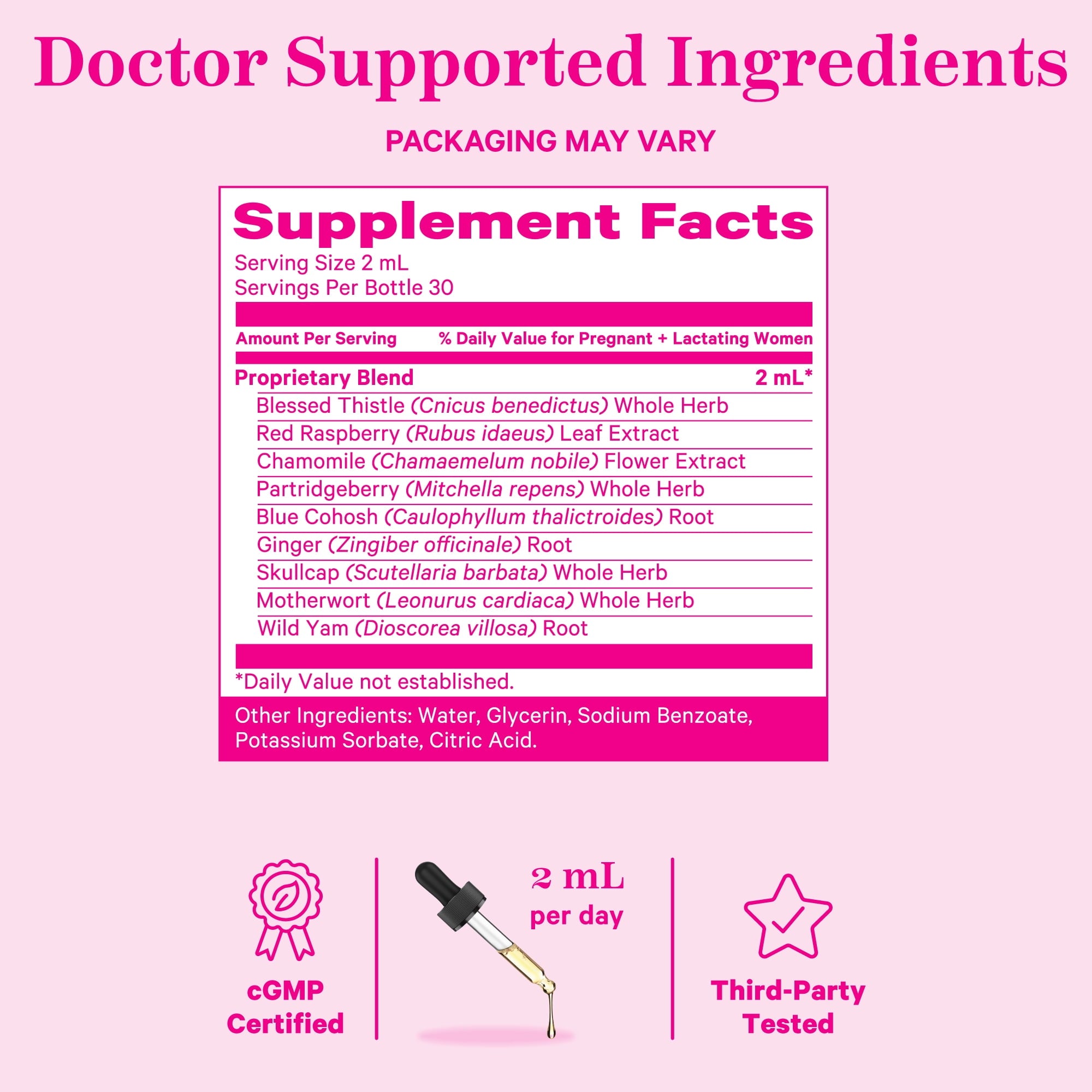 Pink Stork Liquid Labor and Recovery Tincture Supplement, Red Raspberry Leaf for Women, 2 oz