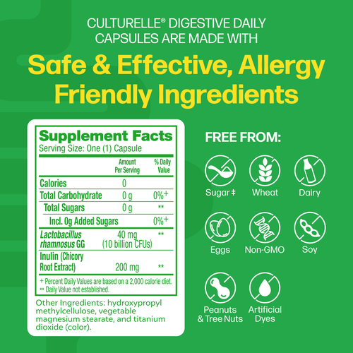 Culturelle Probiotics Digestive Support Daily Supplement, Made with Prebiotics, Promotes Gut Health for Adults, 50 Count