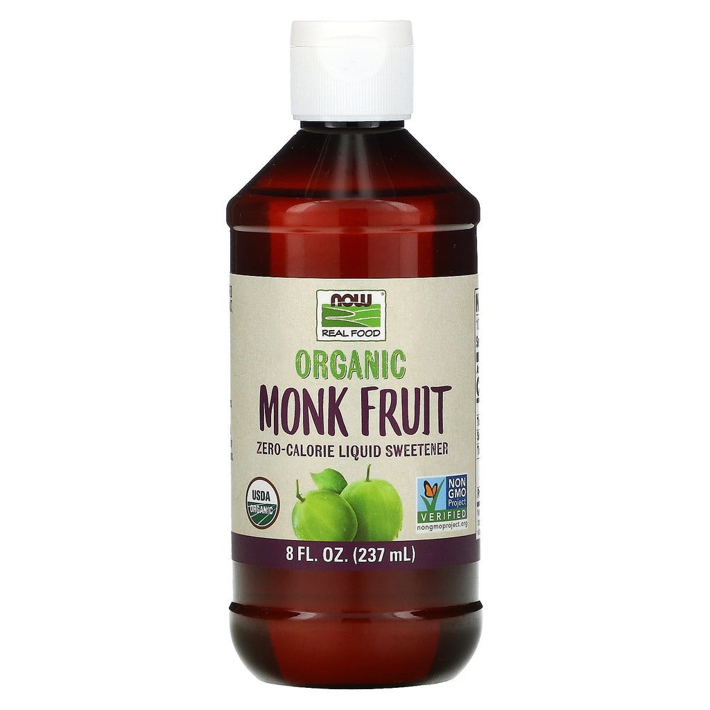 NOW Foods Real Food, Organic Monk Fruit, Zero-Calorie Liquid Sweetener, 8 fl oz (237 ml)