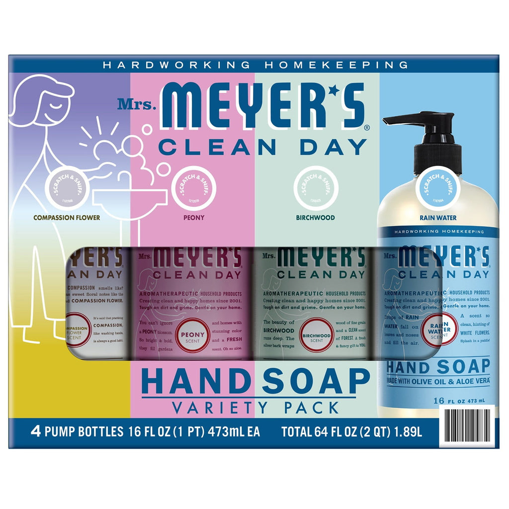 Mrs. Meyer’s Clean Day Liquid Hand Soap Variety Pack, 16 fl oz Pump Bottles, 4 Count