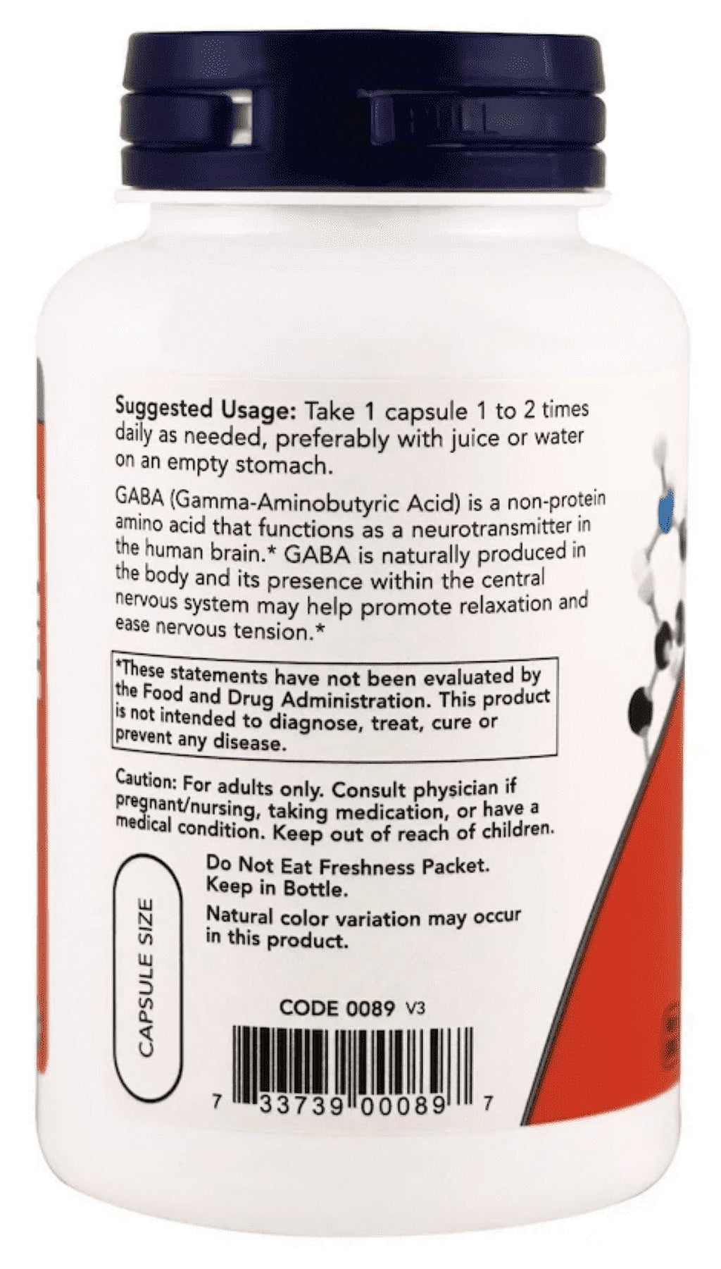 Now Foods, GABA, 750 mg, 100 Vcaps, 2 Packs