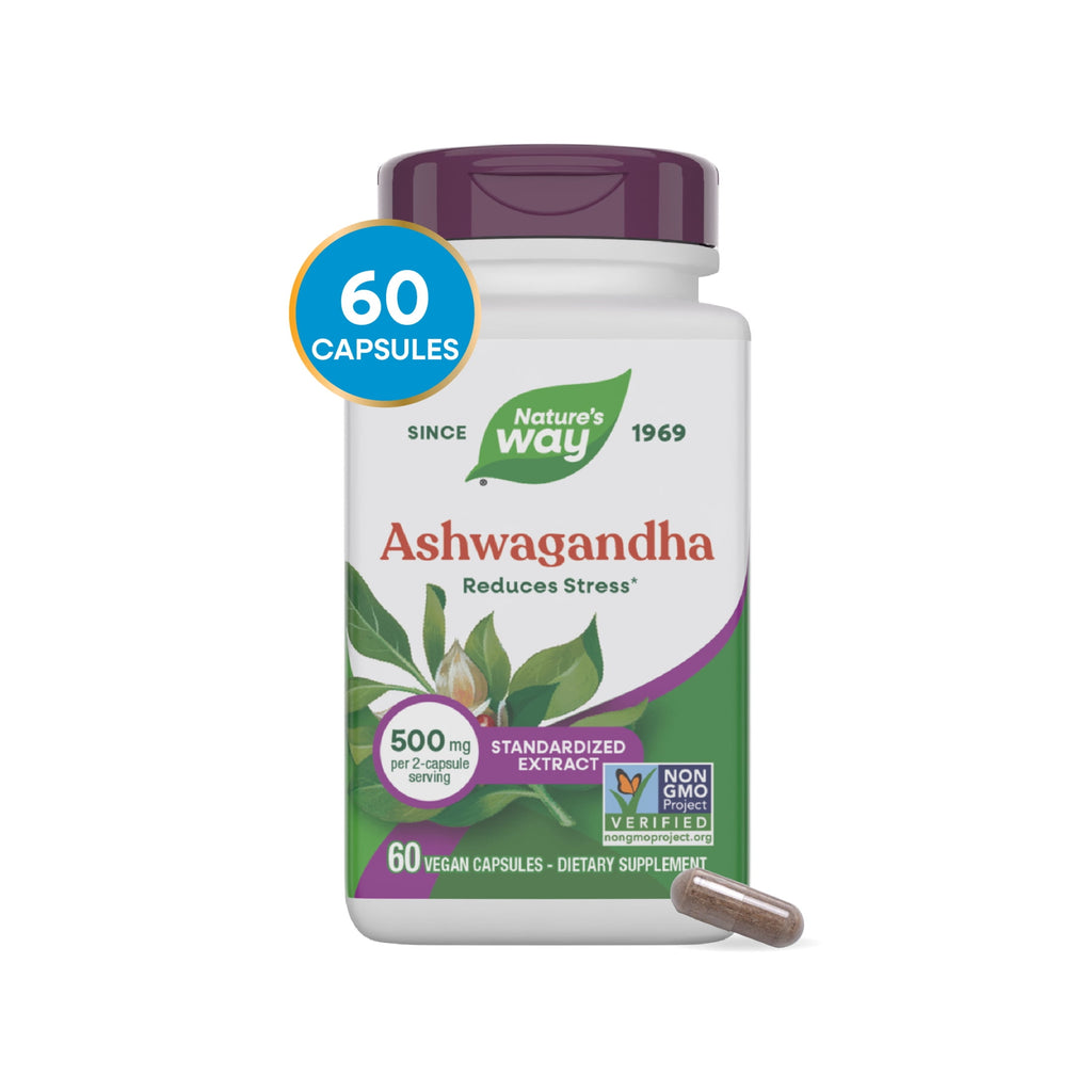Nature's Way Ashwagandha Capsules, Premium Extract, Reduces Stress*, Adaptogenic*, Unisex, 60ct