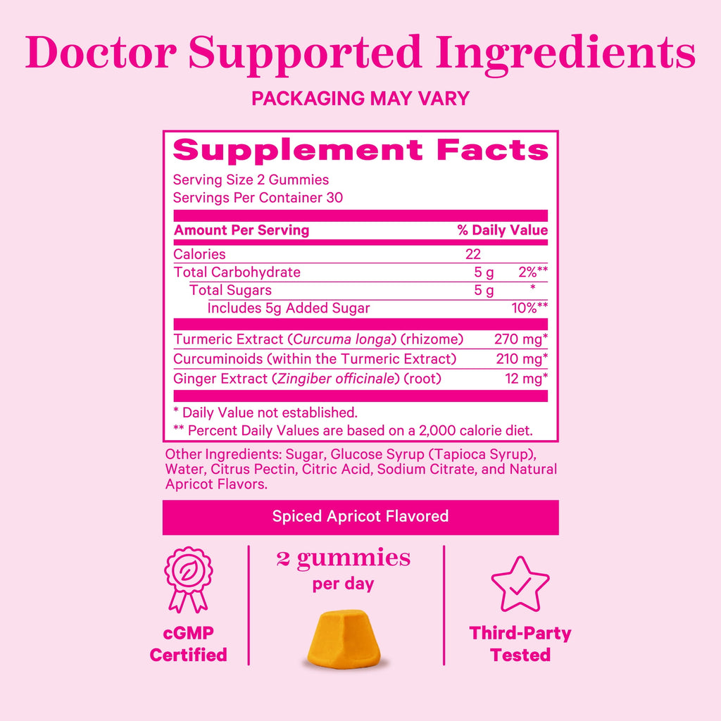 Pink Stork Total Bloat Gummies: Tropical Turmeric, 60 Gummies