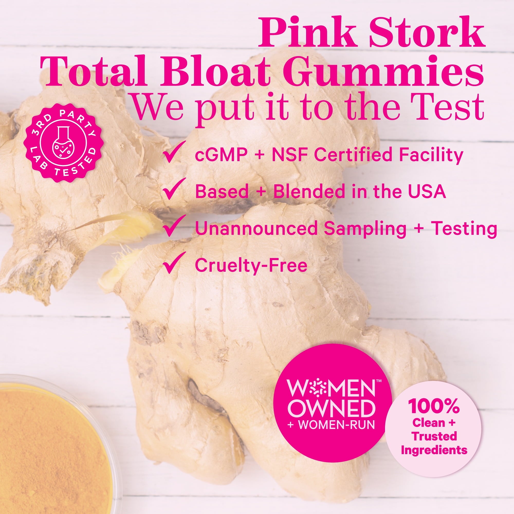 Pink Stork Total Bloat Gummies: Tropical Turmeric, 60 Gummies