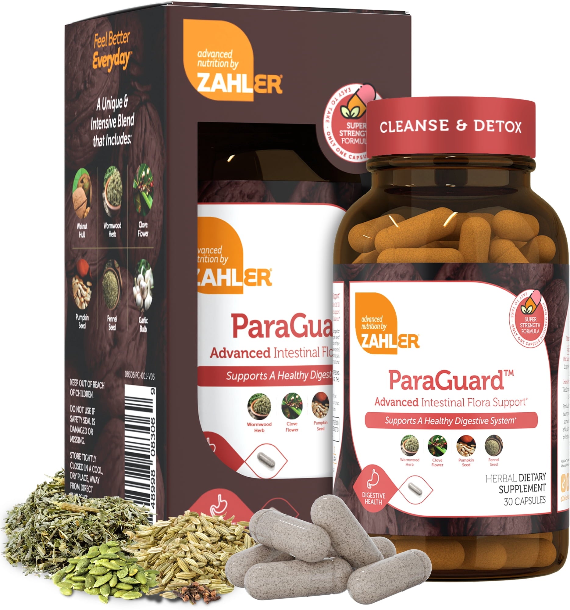 Zahler ParaGuard Capsules, 30 Count, Gut Health Supplement &amp; Digestive Support with Wormwood, Garlic, Pumpkin Seed, Clove