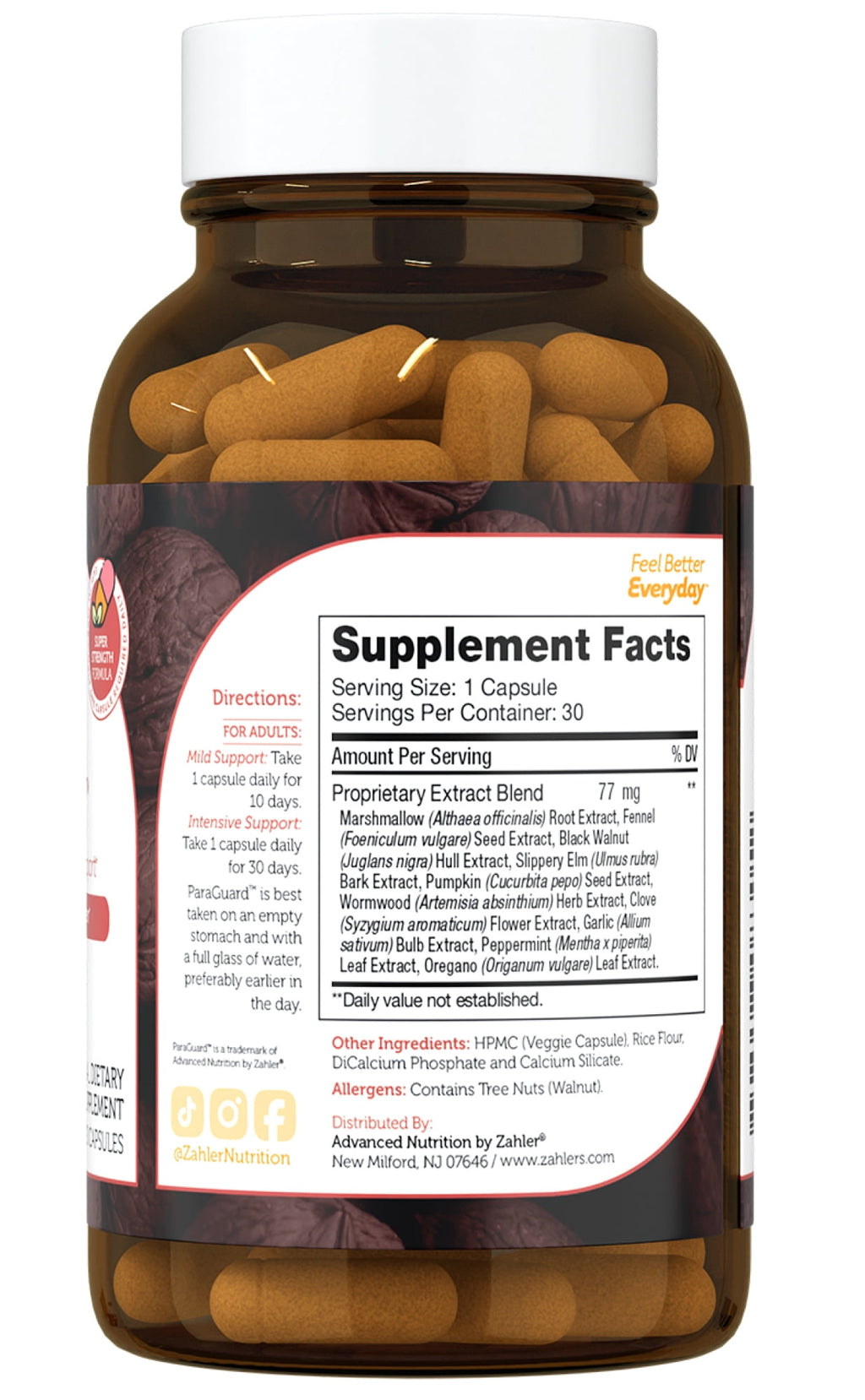 Zahler ParaGuard Capsules, 30 Count, Gut Health Supplement &amp; Digestive Support with Wormwood, Garlic, Pumpkin Seed, Clove