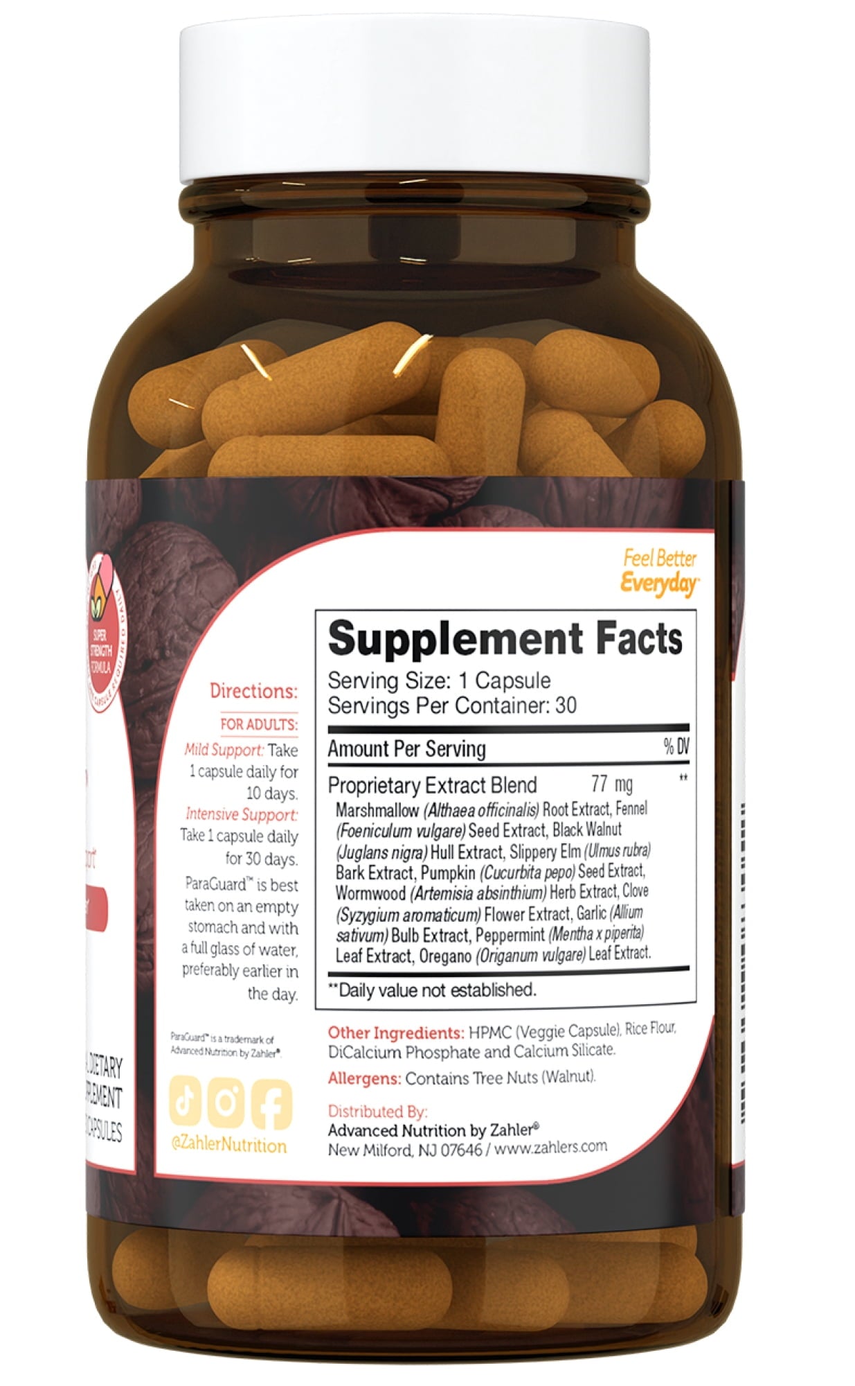 Zahler ParaGuard Capsules, 30 Count, Gut Health Supplement &amp; Digestive Support with Wormwood, Garlic, Pumpkin Seed, Clove