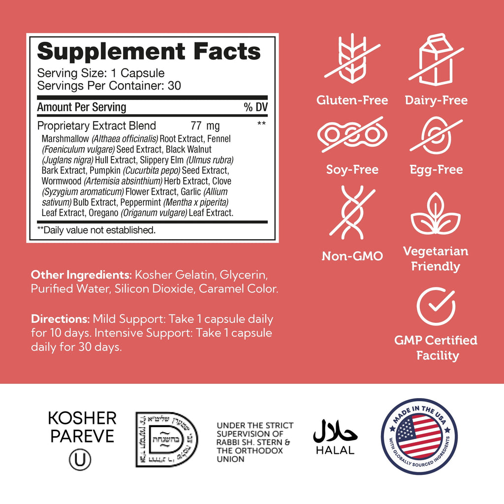 Zahler ParaGuard Capsules, 30 Count, Gut Health Supplement &amp; Digestive Support with Wormwood, Garlic, Pumpkin Seed, Clove