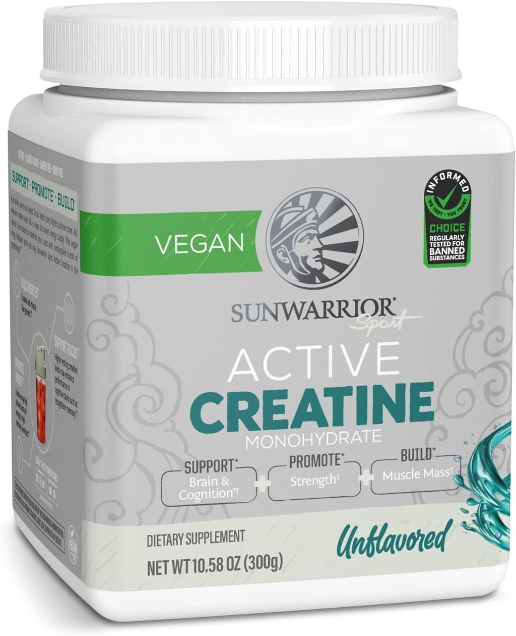 Sunwarrior Creatine Monohydrate Powder | Micronized | PreWorkout | Recovery | Vegan | Keto Friendly | 60 Servings | 10.58 oz