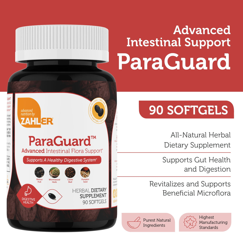 Zahler ParaGuard Cleanse Softgels, 90 Count, Gut Health Supplement &amp; Detox Supplement with Wormwood, Garlic, Pumpkin Seed, Clove