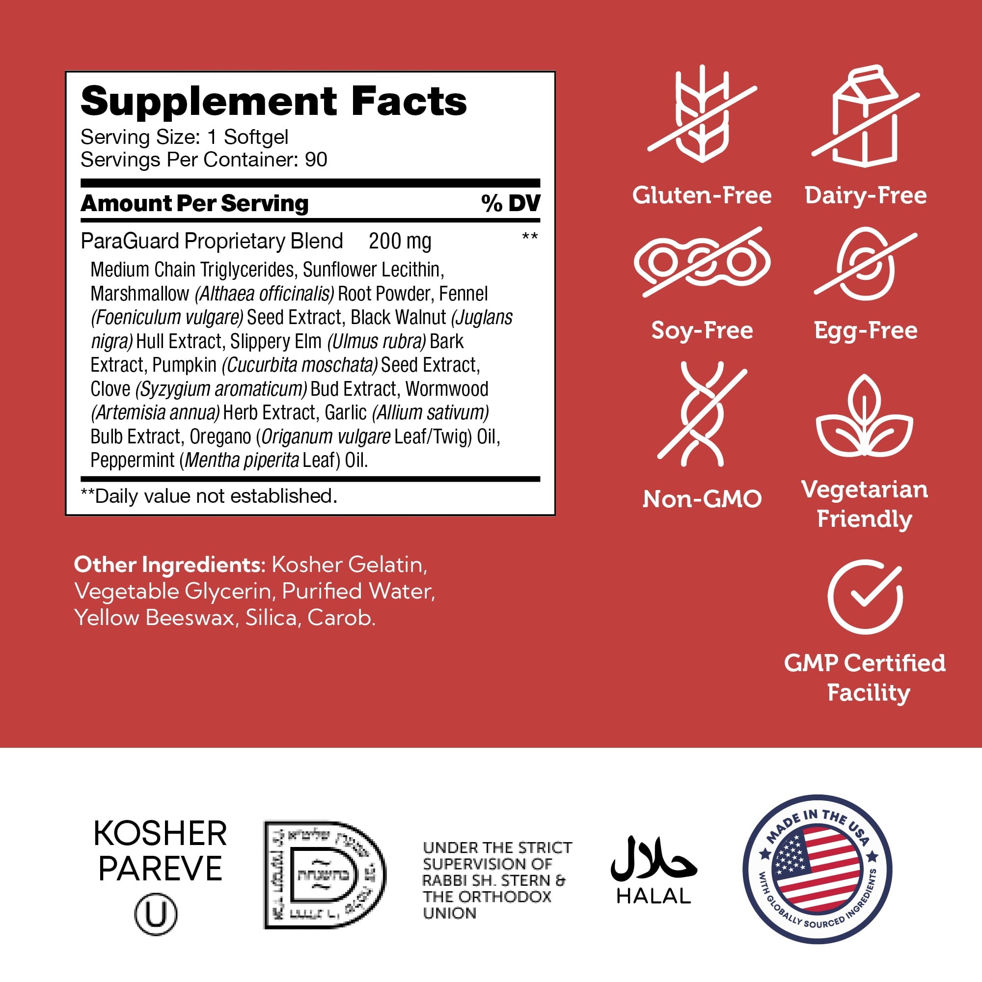 Zahler ParaGuard Cleanse Softgels, 90 Count, Gut Health Supplement &amp; Detox Supplement with Wormwood, Garlic, Pumpkin Seed, Clove