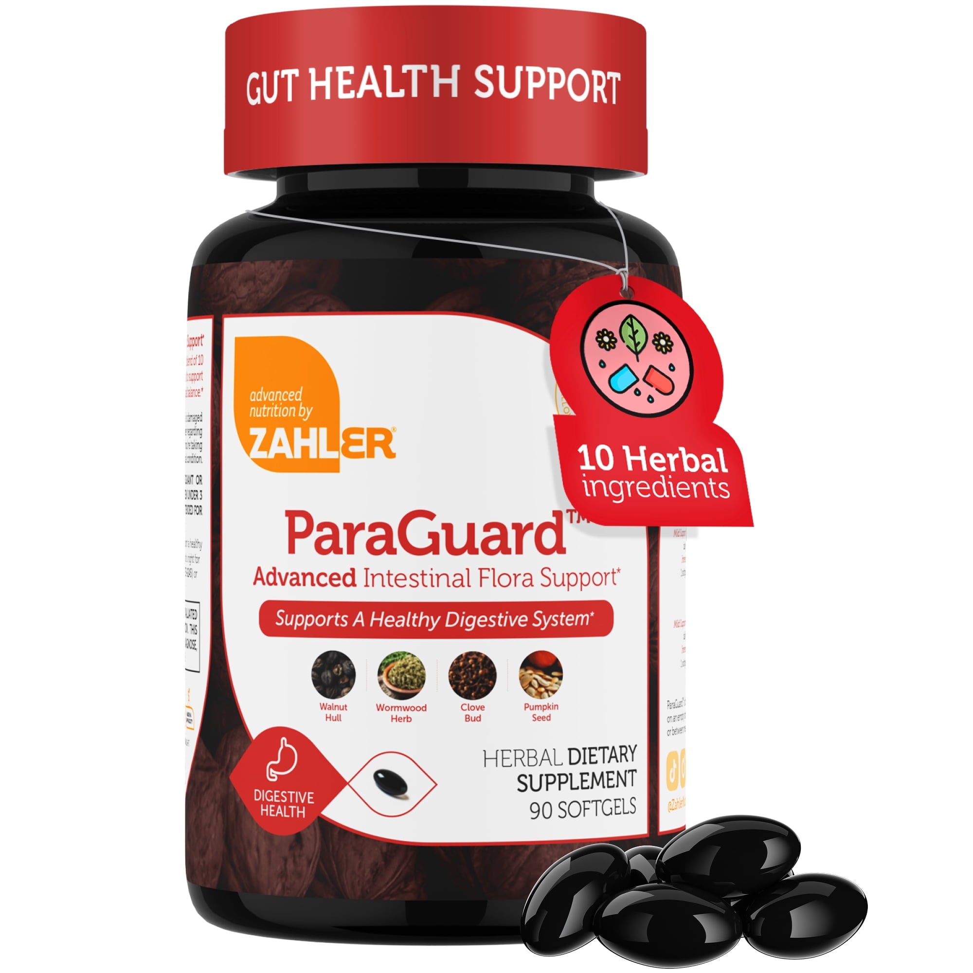 Zahler ParaGuard Cleanse Softgels, 90 Count, Gut Health Supplement &amp; Detox Supplement with Wormwood, Garlic, Pumpkin Seed, Clove