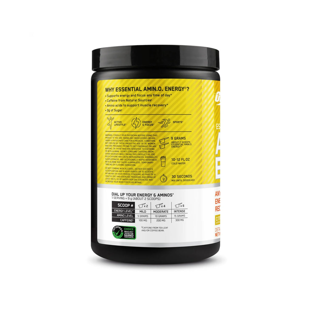 Optimum Nutrition NEW Flavor Amino Energy - Pre Workout with Green Tea, BCAA, Amino Acids, Keto Friendly, Green Coffee Extract, Energy Powder - Citrus Spritz, 30 Servings (Packaging May Vary)