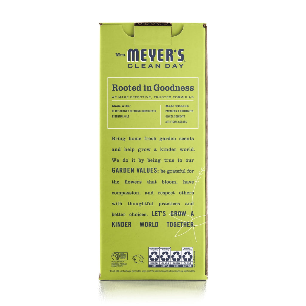 Mrs. Meyer's Clean Day Multi-Surface Everyday Cleaner Concentrate Starter Kit, 1 Glass Dispenser (16 Fl. Oz.) and 2 Concentrated Refills (2 Fl. Oz. each), Lemon Verbena Scent, Makes 32 Fl. Oz.
