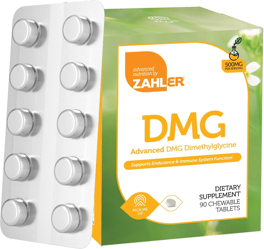 Zahler DMG 500mg - DMG Dimethylglycine Supplement for Endurance &amp; Immune System Support - DMG Supplements with Amino Acid Glycine - Nootropic Brain Supplement - Kosher 1 a Day Tablets 90 Count