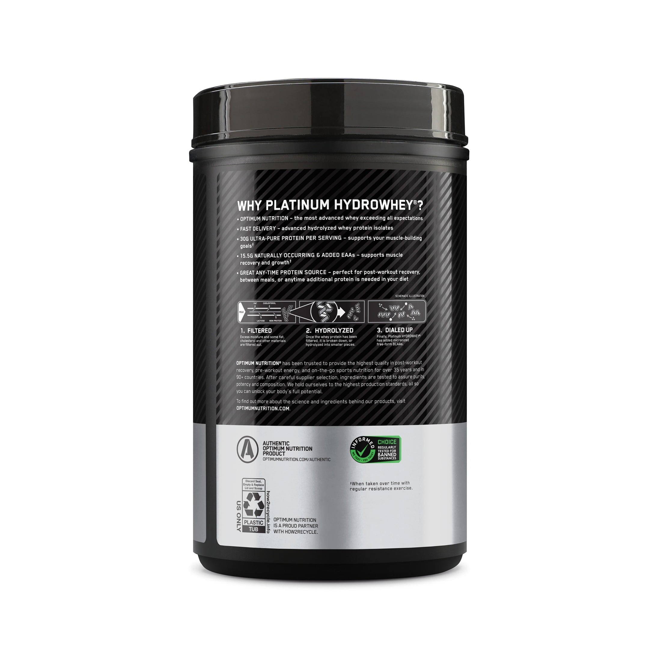 Optimum Nutrition Platinum Hydrowhey Protein Powder, Supercharged Strawberry, 20 Servings