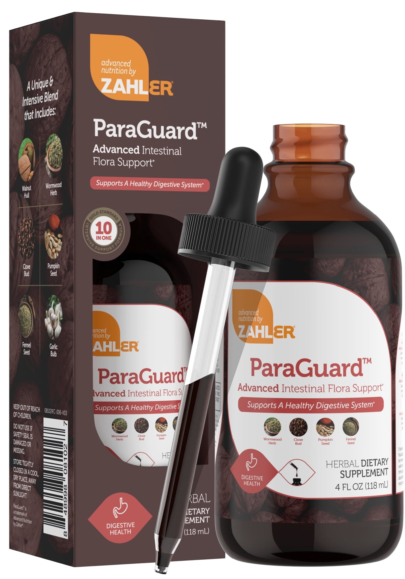 Zahler ParaGuard Liquid Drops, 4 Oz, Gut Health Supplement &amp; Detox Cleanse with Wormwood, Garlic, Pumpkin Seed, Clove
