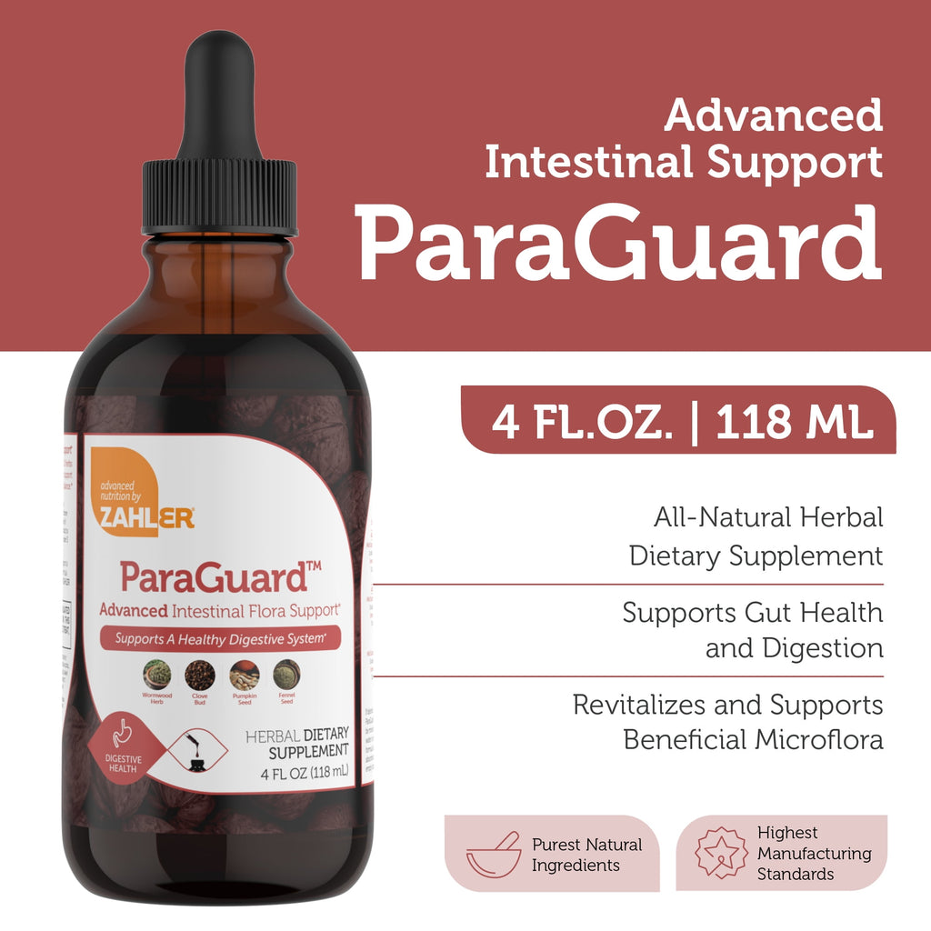 Zahler ParaGuard Liquid Drops, 4 Oz, Gut Health Supplement &amp; Detox Cleanse with Wormwood, Garlic, Pumpkin Seed, Clove