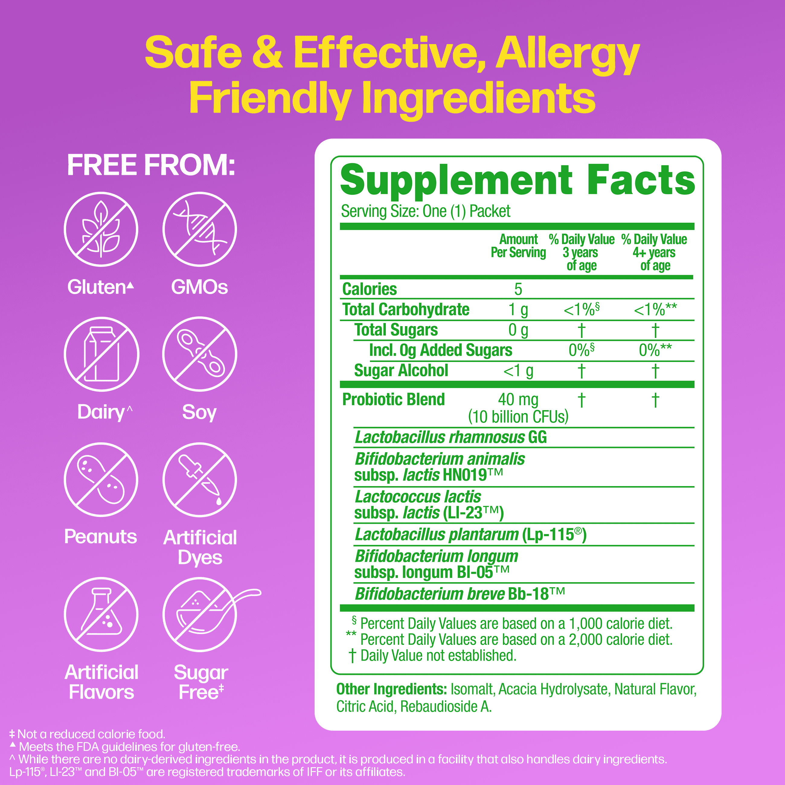 Culturelle Probiotics Kids Complete Probiotics Fast Melts Daily Supplement, Immunity &amp; Digestion Support for Children, Mixed Berry Flavor, 30 Packets