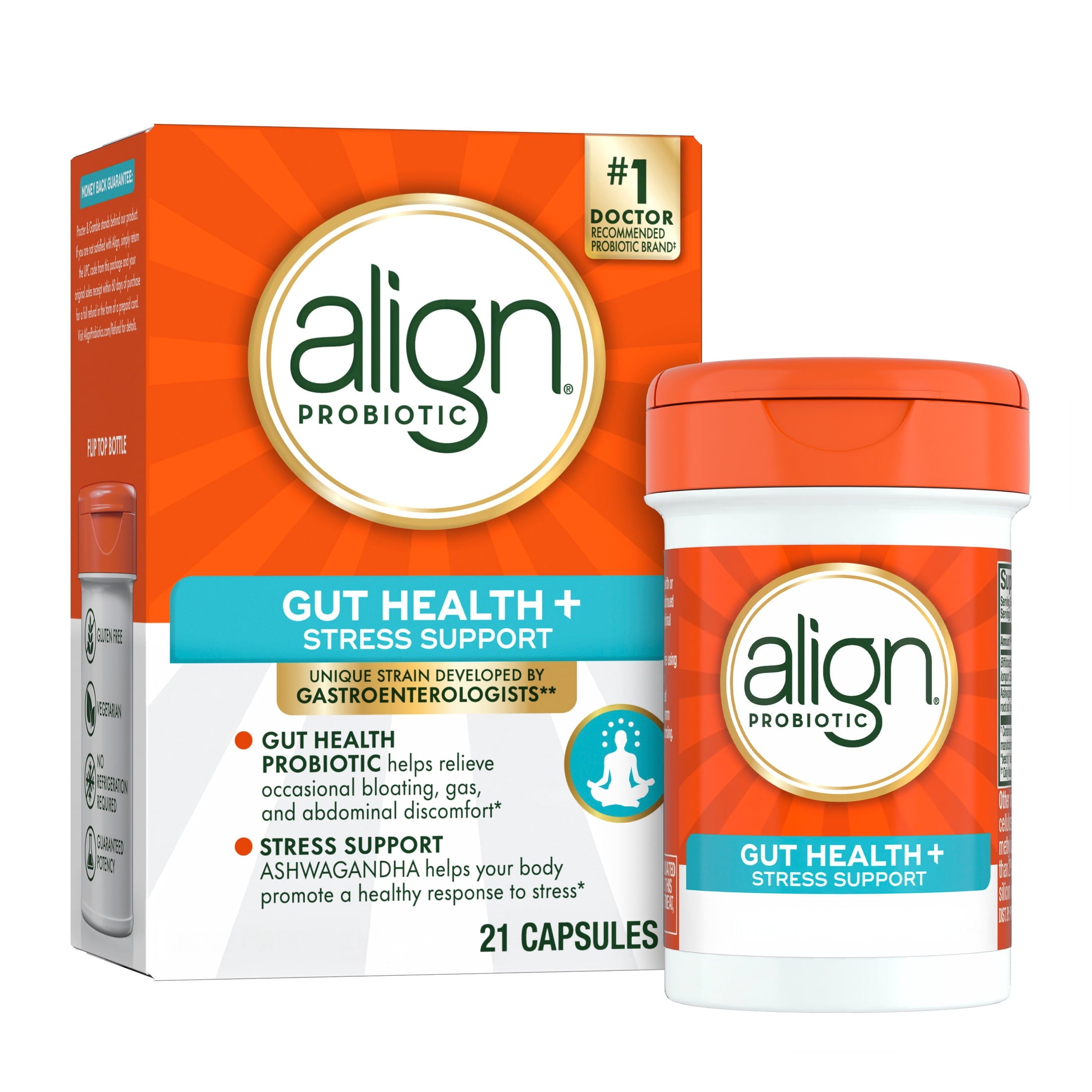 Align Probiotic, Gut Health + Stress Support with Ashwagandha, 21 Capsules