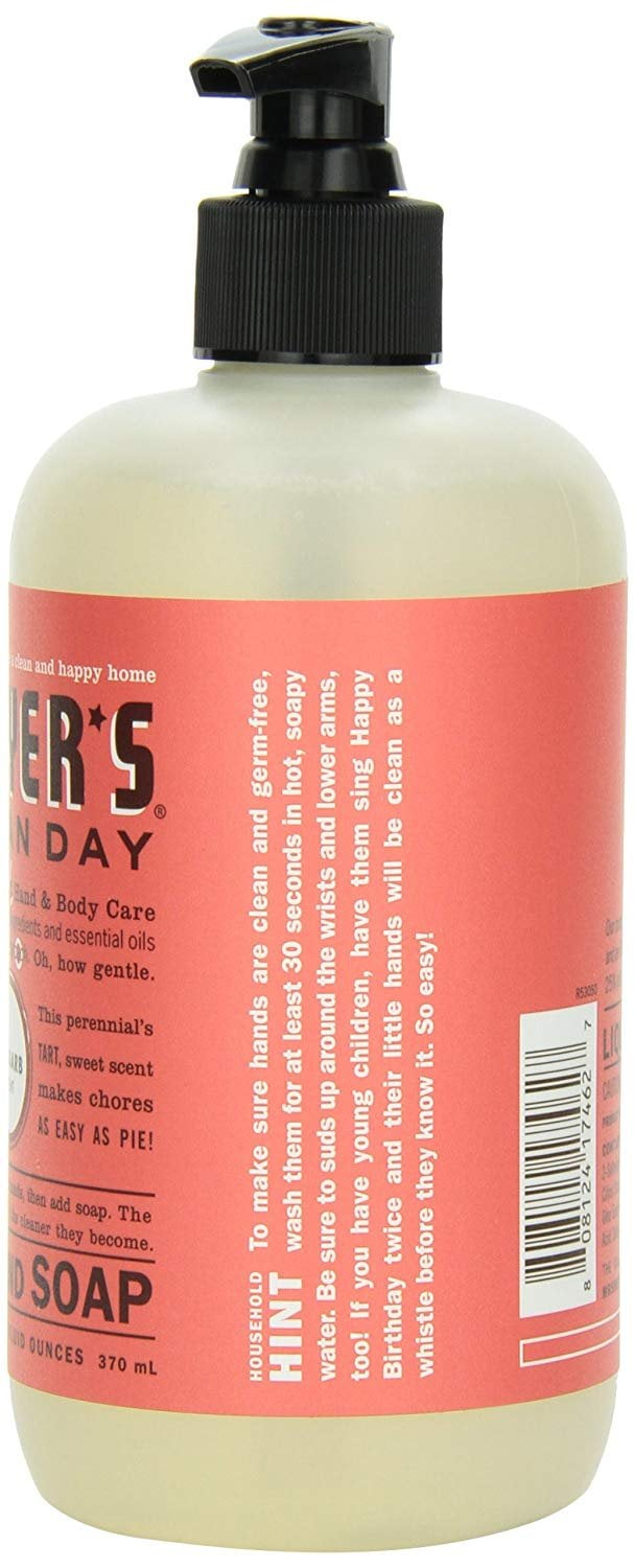 Mrs. Meyer's Clean Day Liquid Hand Soap, Rhubarb, 12.5 Fl Oz (Pack of 2)