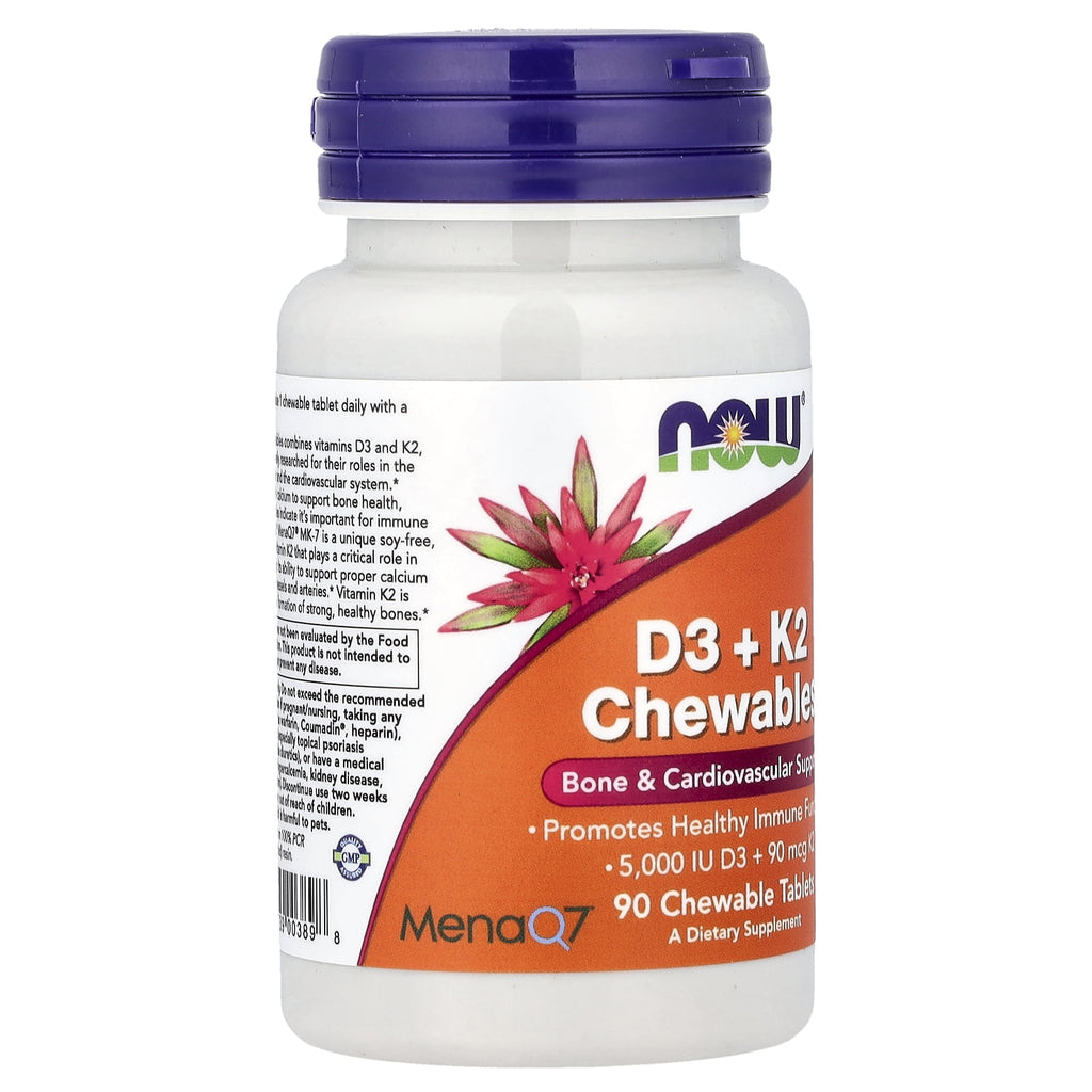 NOW Foods D3 + K2 Chewables, 90 Chewables Tablets