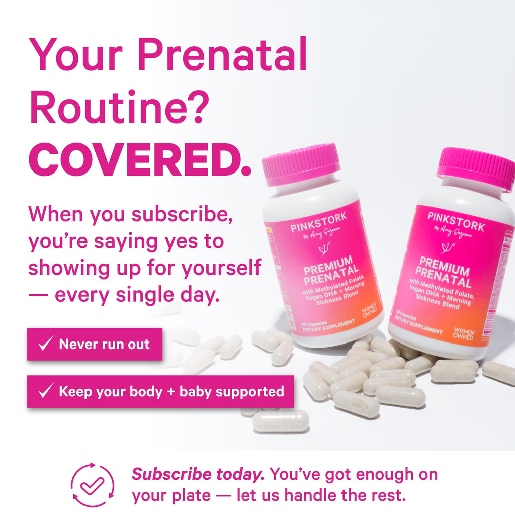 Pink Stork Premium Prenatal Multivitamin Supplements with Folate, Probiotics, Biotin - 60 Capsules