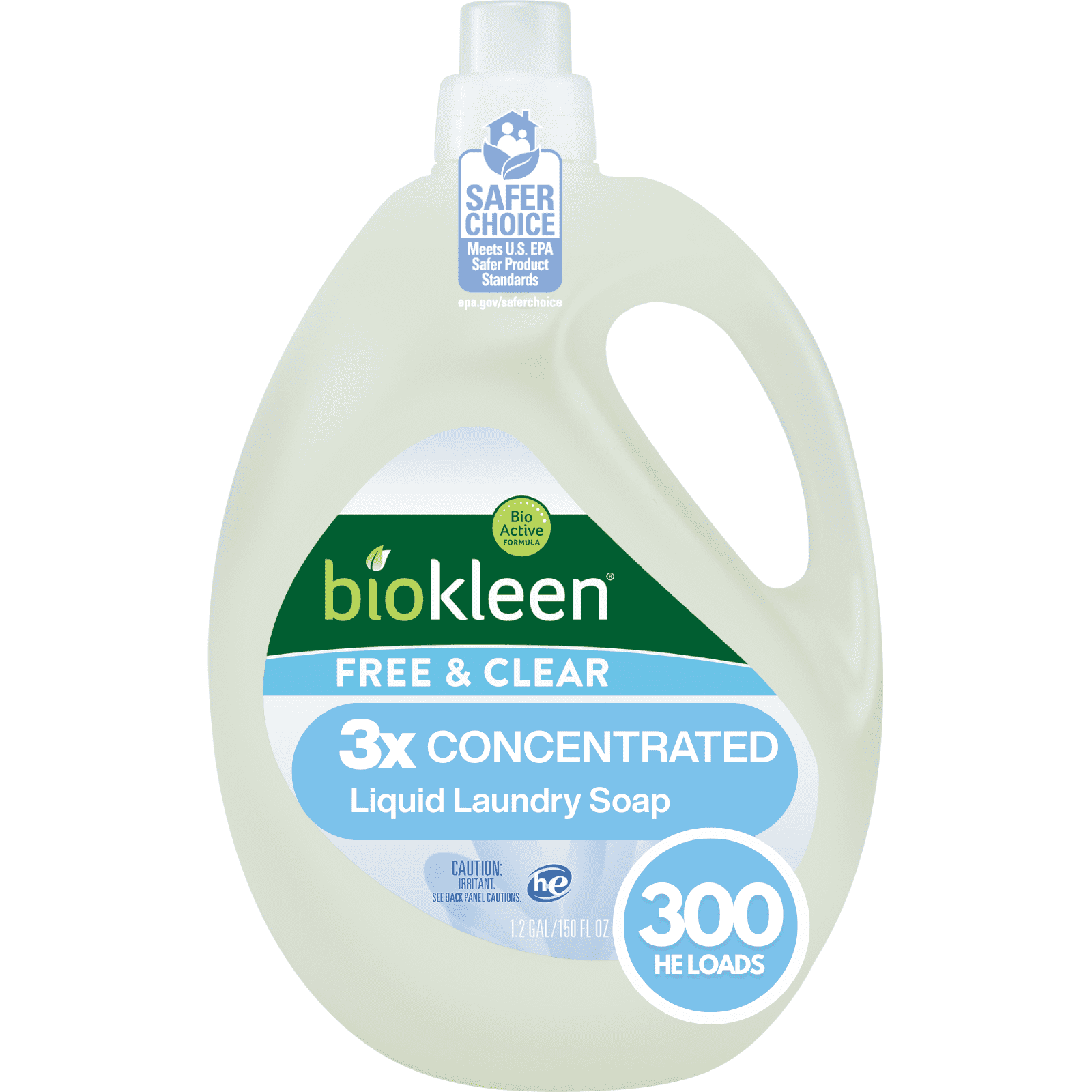 Biokleen Free &amp; Clear Hypoallergenic Liquid Laundry Detergent Soap, Unscented, Gentle on Sensitive Skin - 300 Loads