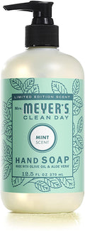 Mrs. Meyer's Clean Day Liquid Hand Soap, Cruelty Free and Biodegradable Hand Wash Formula Made with Essential Oils, Mint Scent, 12.5 oz Bottle (Pack of 6)