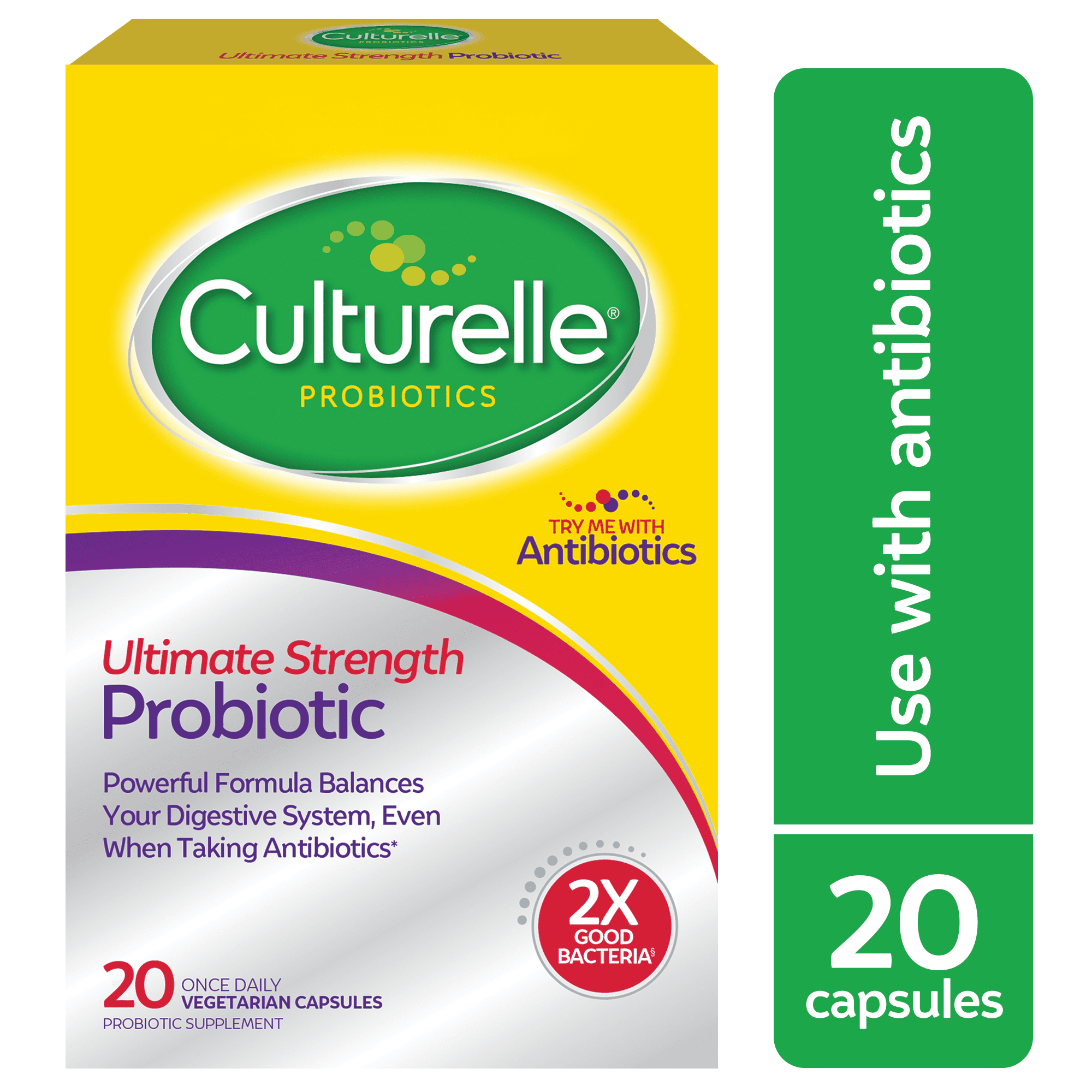 Culturelle Probiotics Ultimate Strength Probiotic Supplement, Balances Digestive &amp; Gut Health for Adults, 20 Count