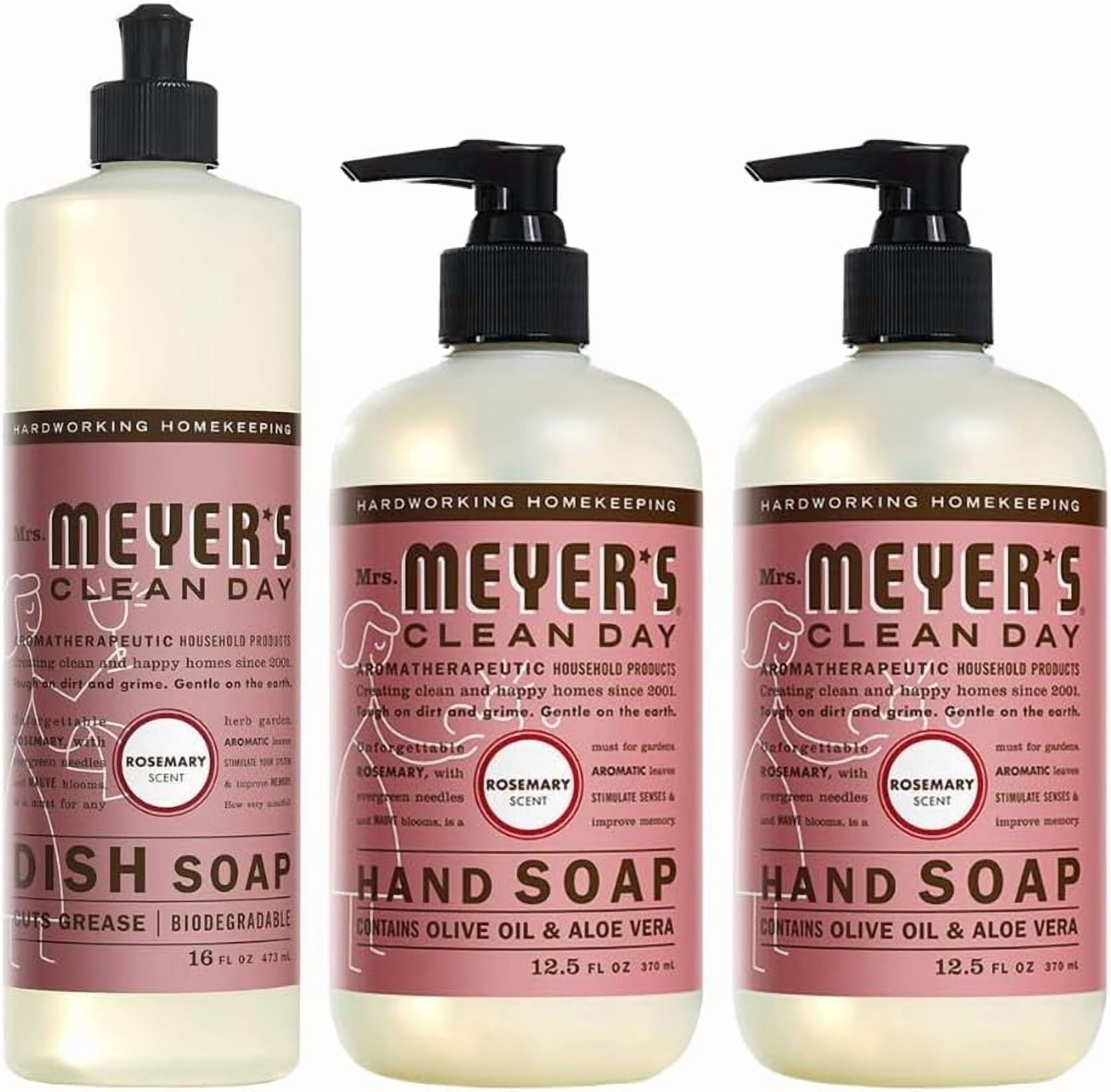 Mrs. Meyer’s Clean Day Variety, 2 Liquid Hand Soap 12.5 oz, 1 Liquid Dish Soap 16 fl oz (Rosemary)