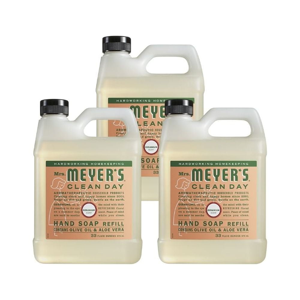 Mrs. Meyer's Liquid Hand Soap Refill Geranium, 33 FL OZ (Pack of 3)