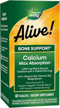 Nature’s Way Alive! Calcium Bone Support*, Max Absorption, Plant Source Calcium, 60 Tablets