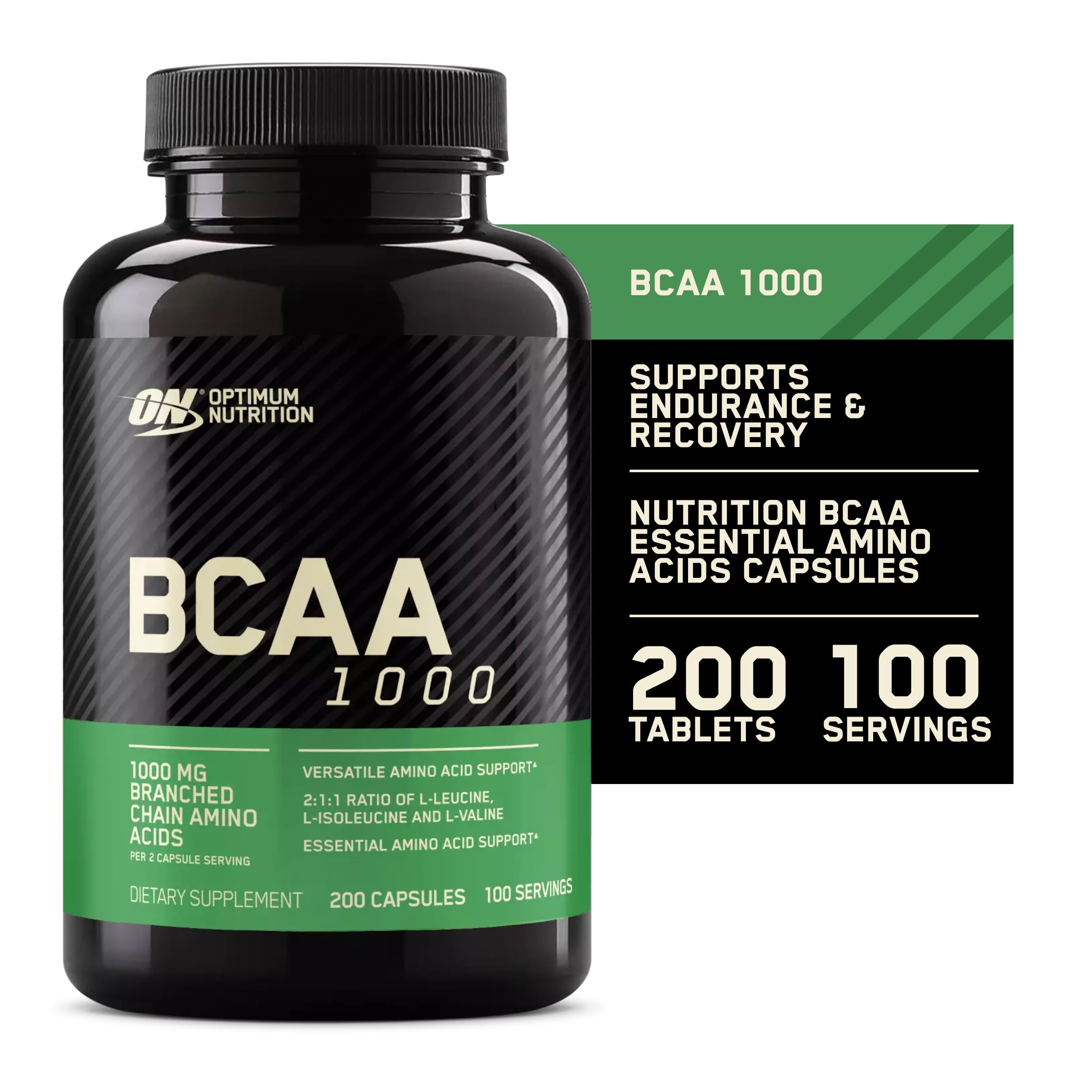 Optimum Nutrition Instantized BCAA Capsules, 1000mg, 400 Count, 200 Servings