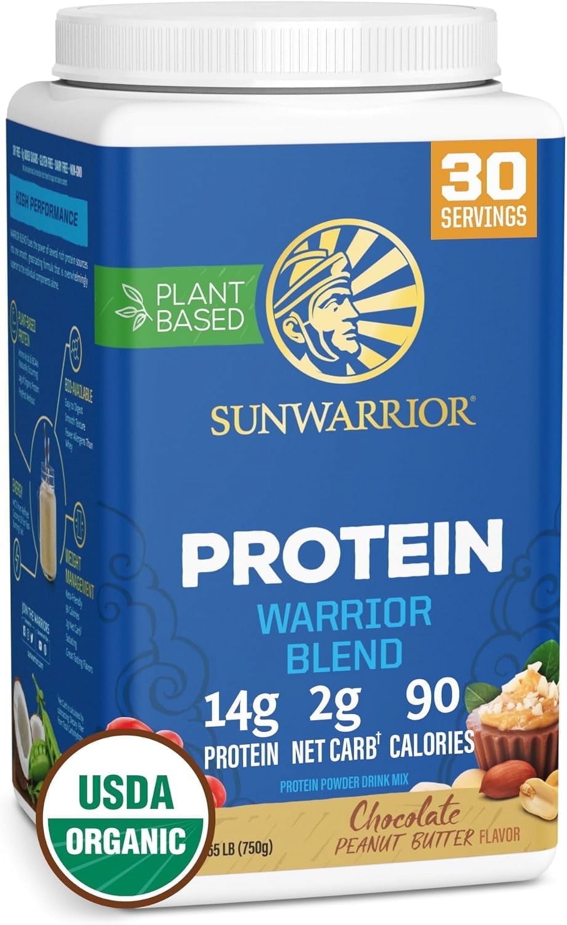 Sunwarrior Warrior Blend Chocolate Vegan Protein Powder 15 Servings