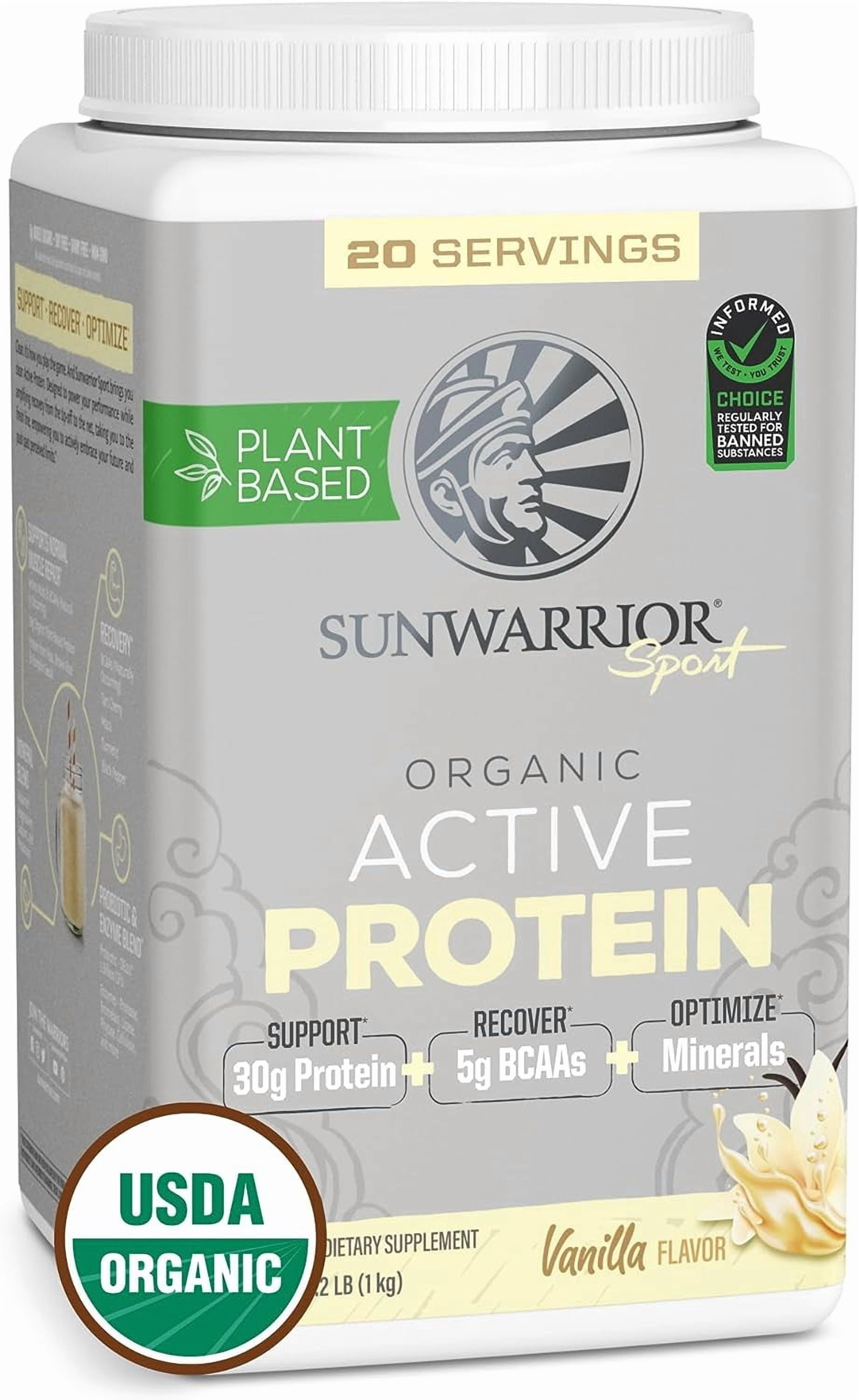 Sunwarrior Sport Organic Active Protein Vanilla Vegan Protein Powder 20 Servings
