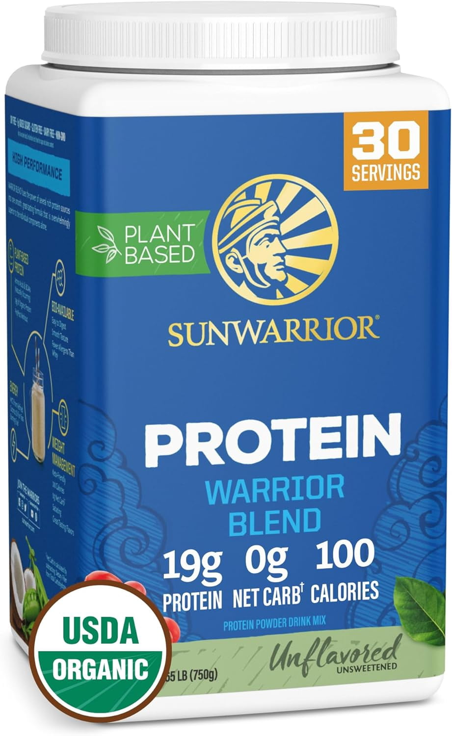 Sunwarrior Warrior Blend Chocolate Vegan Protein Powder 15 Servings