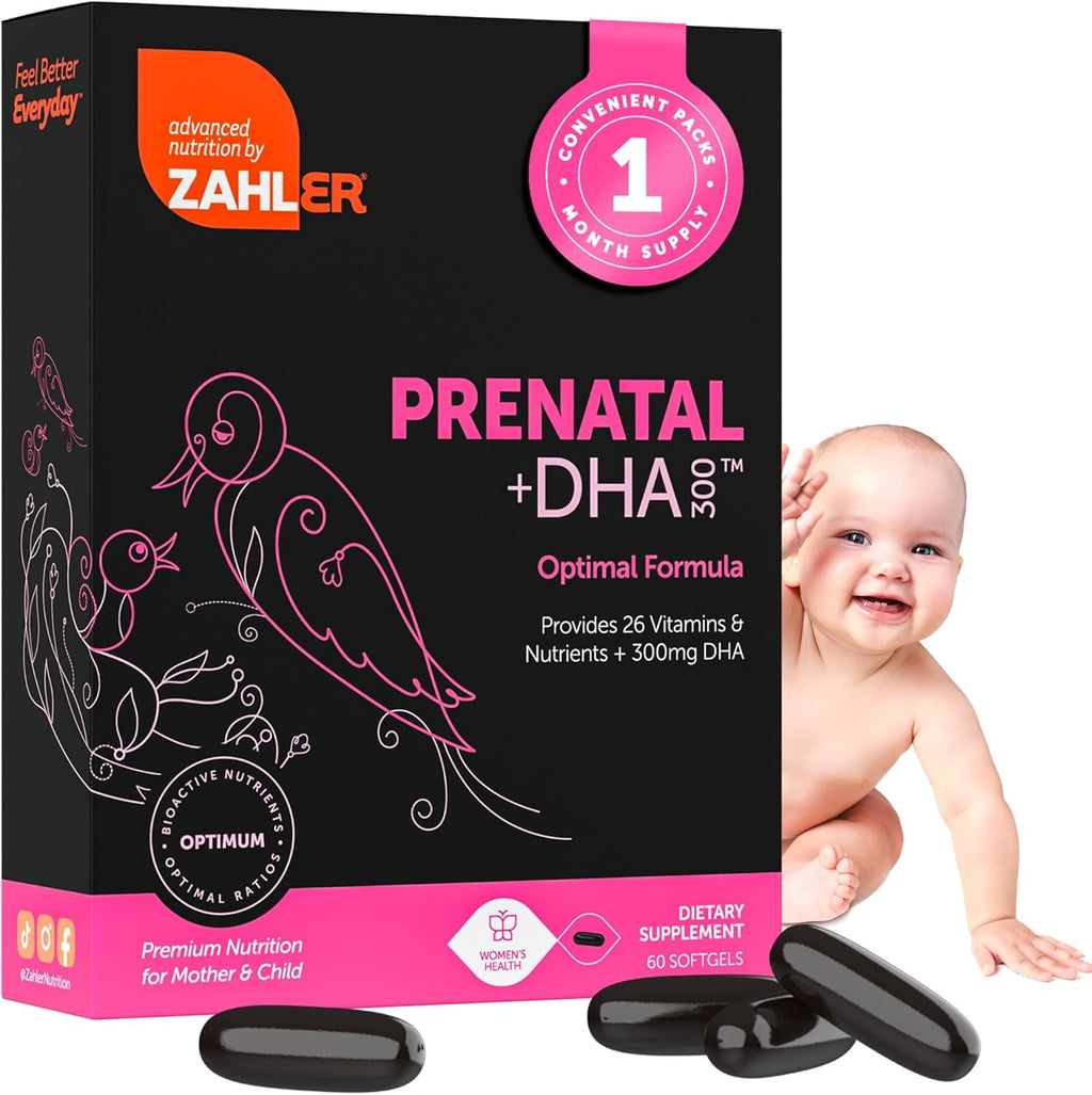 Zahler Prenatal DHA Prenatal Vitamins for Women with DHA &amp; Folate, 60 Unflavored Softgels