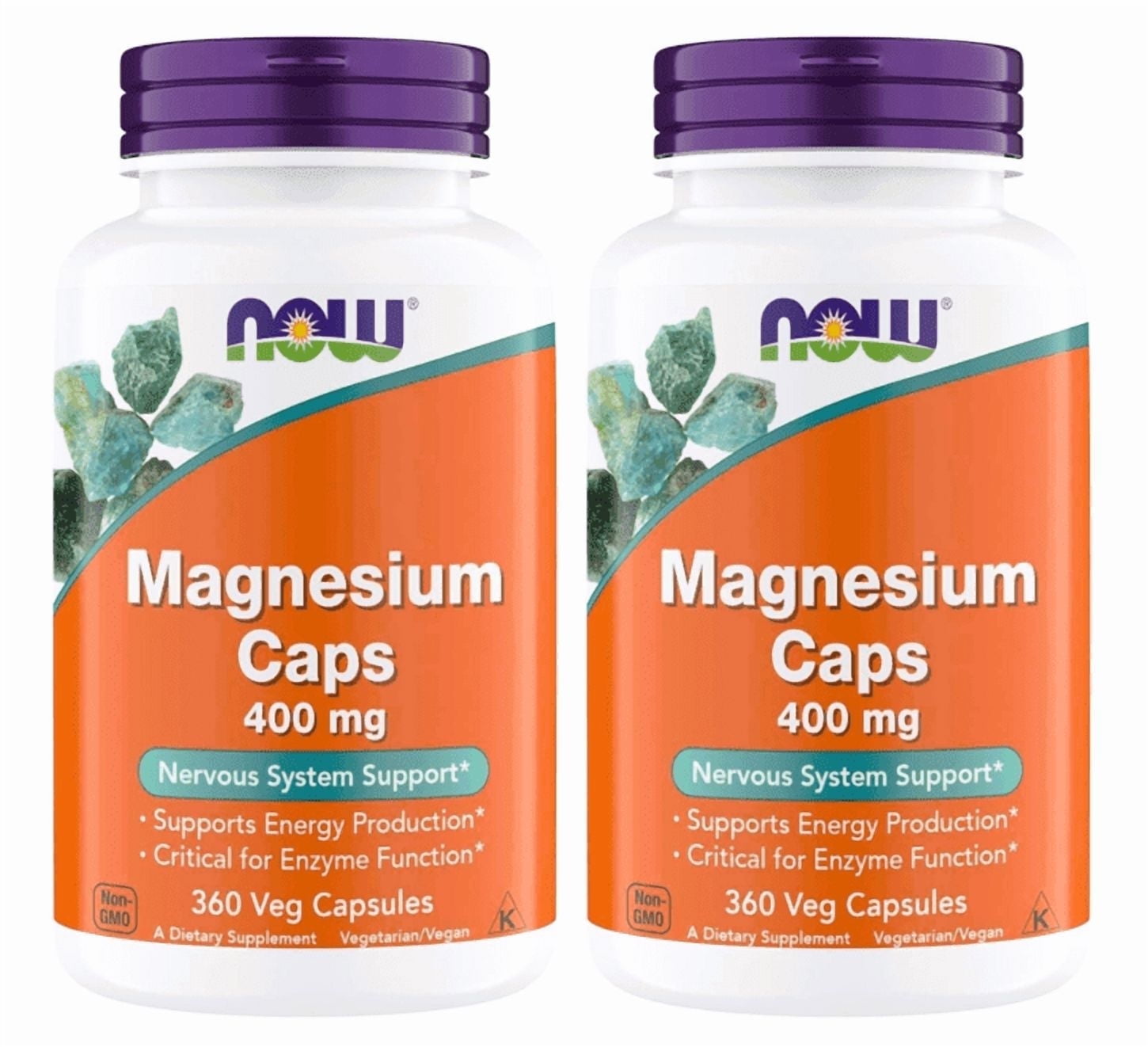 Now Supplements Magnesium 400mg - Enzyme Function*, Nervous System Support* - Magnesium Supplement for Men and Women, 360 Veg Capsules (Pack of 2)