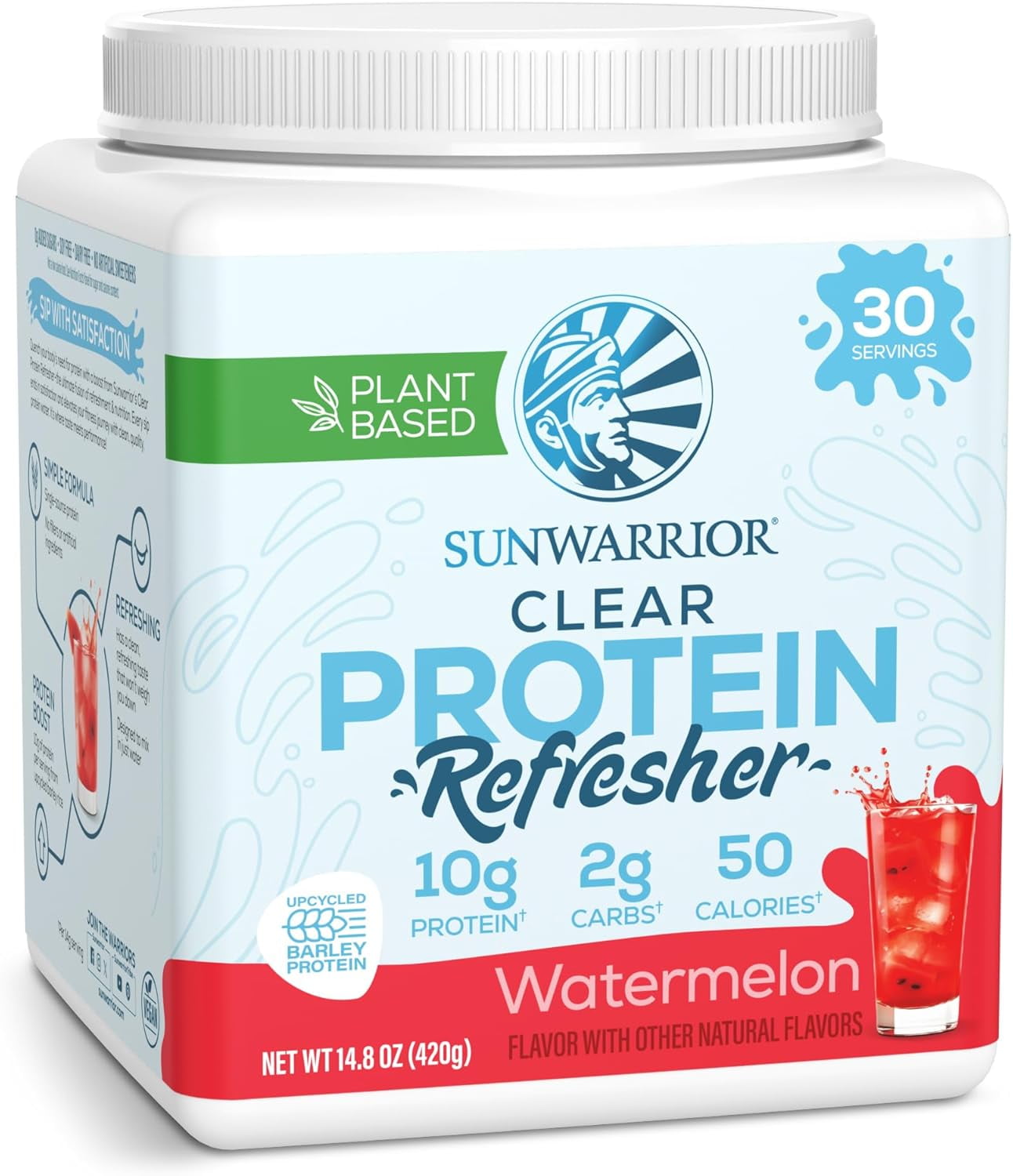 Sunwarrior Vegan Hydration Clear Protein Powder Water Mix, Raspberry, 14.8 oz